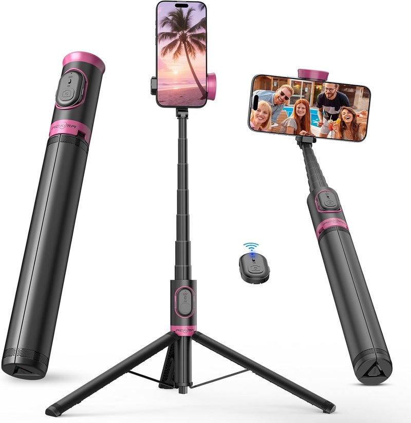 Aklima 67" Selfie Stick Tripod, All in One Phone Tripod with Wireless Remote, Extendable Compact Tripods Portable Travel Stand for iPhone Android Selfie/Video Recording/Live Stream/Vlog - Image 1